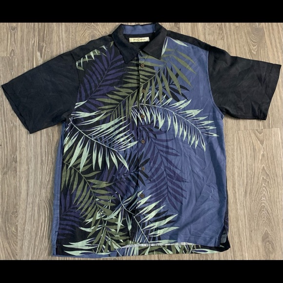 Tommy Bahama 100% silk Blue Palm Tree Bahama Print - Picture 1 of 2
